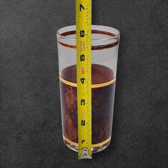 8 Vintage Culver Tortoiseshell Brazilian Brown Highball Glasses 22K Gold Barware - Picture 9 of 10